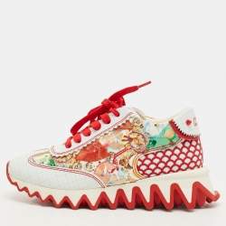 Pre Owned Christian Louboutin Multicolor Patent and Leather Mini Shark Sneakers Size 33