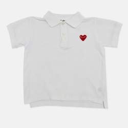 Pre Owned Play Comme des Garcon Kids White Cotton Polo T-Shirt 4Yrs