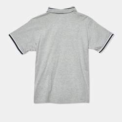 D&G Kids Grey Logo Embroidered Cotton Polo T-Shirt 14 Yrs