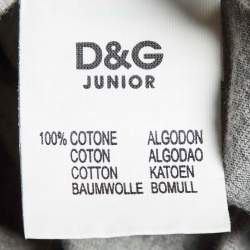D&G Kids Grey Logo Embroidered Cotton Polo T-Shirt 14 Yrs