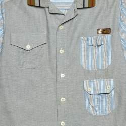 D&G Junior Grey/Blue Cotton Button Front Shirt 10 Yrs
