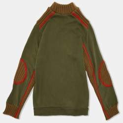 Pre Owned D&G Junior Olive Green / Red Logo Print Cotton Blend Sweatshirt 10Y