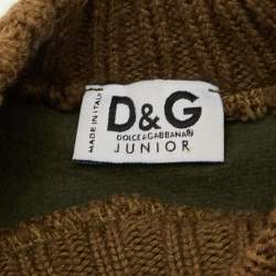 Pre Owned D&G Junior Olive Green / Red Logo Print Cotton Blend Sweatshirt 10Y