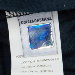 Pre Owned D&G Junior Navy Blue Logo Print Cotton Full Sleeve T-Shirt 8Y 