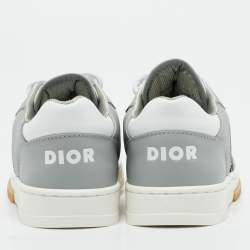 Dior Grey/Beige Leather and Oblique Canvas B27 Uptown Sneakers Size 27