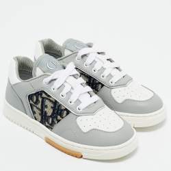 Dior Grey/Beige Leather and Oblique Canvas B27 Uptown Sneakers Size 27
