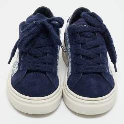Dior Blue Oblique Canvas and Suede B33 Spin Sneakers Size 28