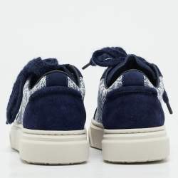 Dior Blue Oblique Canvas and Suede B33 Spin Sneakers Size 28