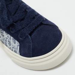 Dior Blue Oblique Canvas and Suede B33 Spin Sneakers Size 28