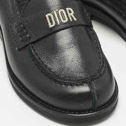Pre Owned Dior Black Leather Slip On Loafers Size 27