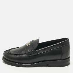 Pre Owned Dior Black Leather Slip On Loafers Size 27