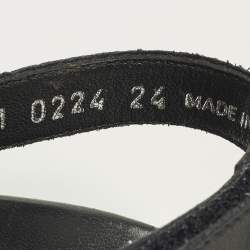 Pre Owned Dior Size 24 Beige/Black Oblique Canvas and Leather Flat Sandals