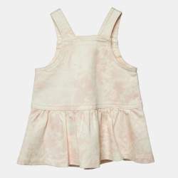 Pre Owned Dior Baby Pink Floral Print Denim Dress 3 M