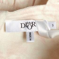 Pre Owned Dior Baby Pink Floral Print Denim Dress 3 M