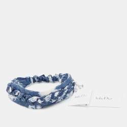 Dior Baby Blue/White Printed Cotton Headband Size 1