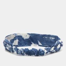 Dior Baby Blue/White Printed Cotton Headband Size 1