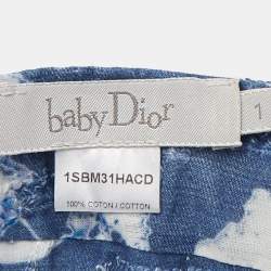 Dior Baby Blue/White Printed Cotton Headband Size 1