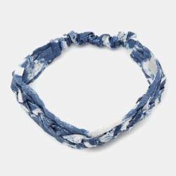 Dior Baby Blue/White Printed Cotton Headband Size 1