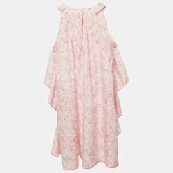 Dior Kids Pink Printed Cotton Ruffled Sleeveless Dress 8 Yrs