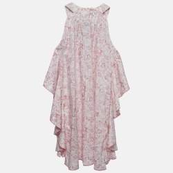 Christian Dior Kids Pink Printed Cotton Ruffle Detail Dress 8 Yrs