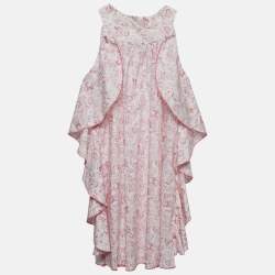 Christian Dior Kids Pink Printed Cotton Ruffle Detail Dress 8 Yrs