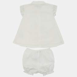 Baby Dior White Cotton Dress and Culotte Set 6 M