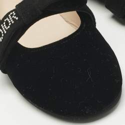Pre Owned Dior Black Velvet Bow Ballet Flats Size 27