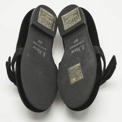 Pre Owned Dior Black Velvet Bow Ballet Flats Size 27