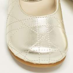 Pre Owned Dior Size 24 Gold Cannage Leather Ballet Flats
