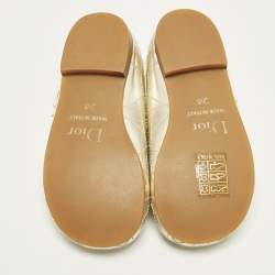 Pre Owned Dior Size 24 Gold Cannage Leather Ballet Flats