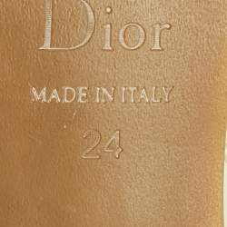 Pre Owned Dior Size 24 Gold Cannage Leather Ballet Flats