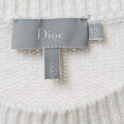Pre Owned Dior Kids White Oblique Print Wool Blend Sweater 12 Yrs