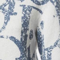 Pre Owned Dior Kids White Oblique Print Wool Blend Sweater 12 Yrs
