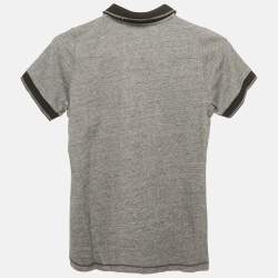 Pre Owned Dior Kids Grey Patterned Cotton Jersey Polo T-Shirt 10 Yrs