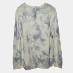 Pre Owned Dior White/Blue Tie-Dye Wool Full Sleeve Sweater 12 Yrs