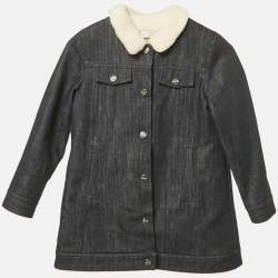 مملوكة مسبقًا Christian Dior Kids Blue Faux Shearling and Denim Jacket 6Yrs