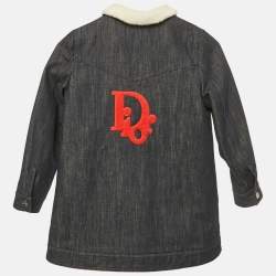 مملوكة مسبقًا Christian Dior Kids Blue Faux Shearling and Denim Jacket 6Yrs