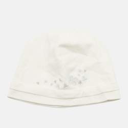 Pre Owned Dior Baby Ivory Embroidered Cotton Hat Size T1