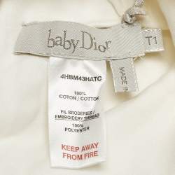 مملوكة مسبقًا Dior Baby Ivory Embroidered Cotton Hat Size T1