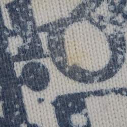 Pre Owned Baby Dior White/Blue Dior Oblique Pattern Sweater and Pants Set 24M