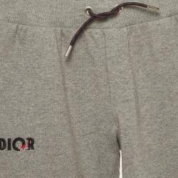 Pre Owned Dior Kids Grey Logo Embroidered Jersey Joggers 10 Yrs
