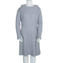 Pre Owned فستان بلوفر دولتشي أند غابانا تريكو رصاصي مضلع 12 سنة