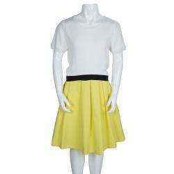 Pre Owned Dior Colorblock Pleated Short Sleeve Dress 12 Yrs