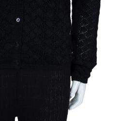 Dior Black Wool Perforated Diamond Pattern Buttondown Cardigan 10 Yrs