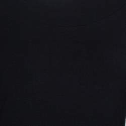 Pre Owned Dior Black Wool and Jersey Box Pleat Detail Long Sleeve Dress 10 Yrs