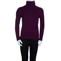 Pre Owned Dior Burgundy Knit Turtleneck Long Sleeve Top 8 Yrs