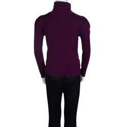 Pre Owned Dior Burgundy Knit Turtleneck Long Sleeve Top 8 Yrs