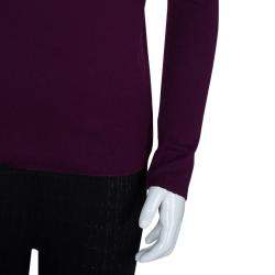 Pre Owned Dior Burgundy Knit Turtleneck Long Sleeve Top 8 Yrs