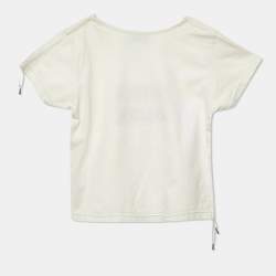 Pre Owned Christian Dior Kids Off-White Tufted Cotton Top 8 Yrs