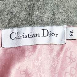 Pre Owned Dior Kids Grey Wool Mini Skirt 6 Yrs